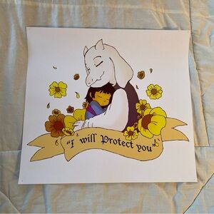 Undertale Toriel & Frisk I Will Protect You Cute Fan Art Poster